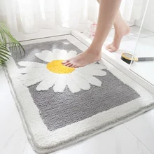 Daisy felpudo antideslizante para baño, alfombra gruesa con forma de flor, ideal para el suelo del baño, el dormitorio y la mesita de noche (1)