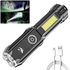 Яркий фонарик с зарядкой от USB, светодиодный фонарик с фокусировкой, фонарик со встроенным аккумулятором 18650 для активного отдыха, кемпинга, походов