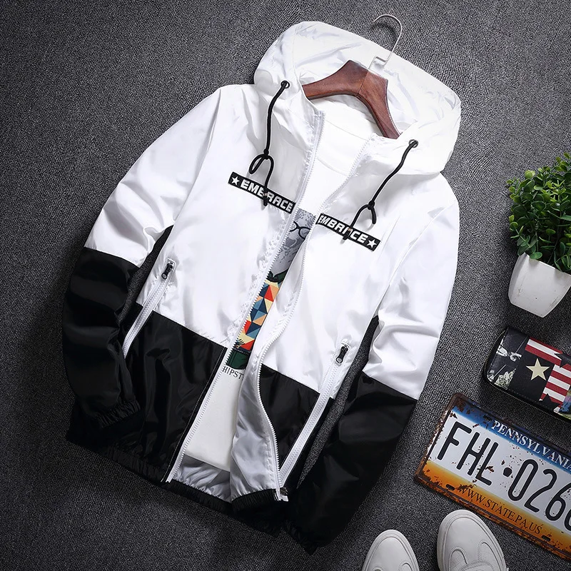 

2021spring New Korean Style Color Matching Men's Jacket Casual Plus-sized Plus Size Thin Student Coat Wholesale