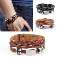 80 hot sale vintage mens womens faux leather multilayer bracelet bangle wristband jewelry