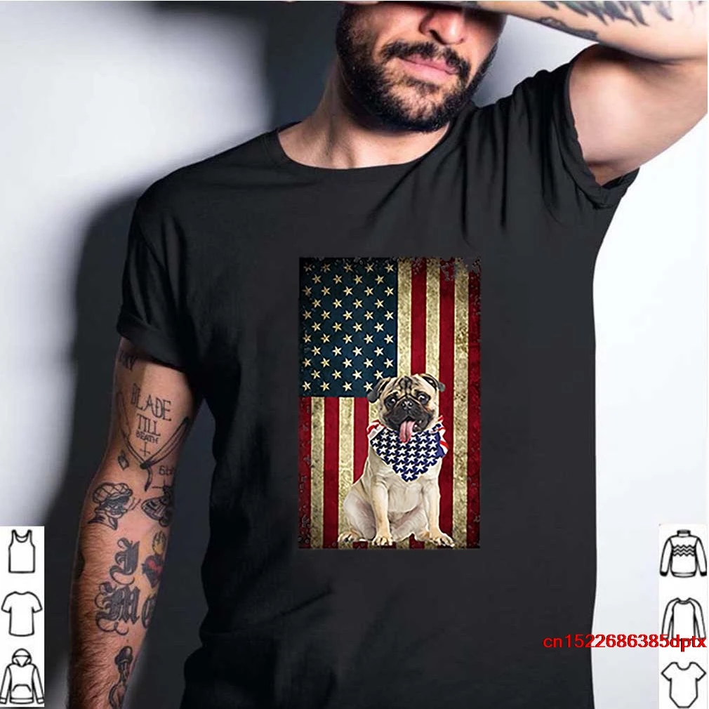 Горячий Человек футболка американский для собак Мопсов бандана 4th of July женская