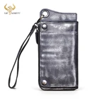 Винтажный Органайзер из натуральной мягкой кожи, дизайнерский тисненый дорожный чековый клатч на цепочке, карман на молнии, кошелек, клатч для мужчин ck001