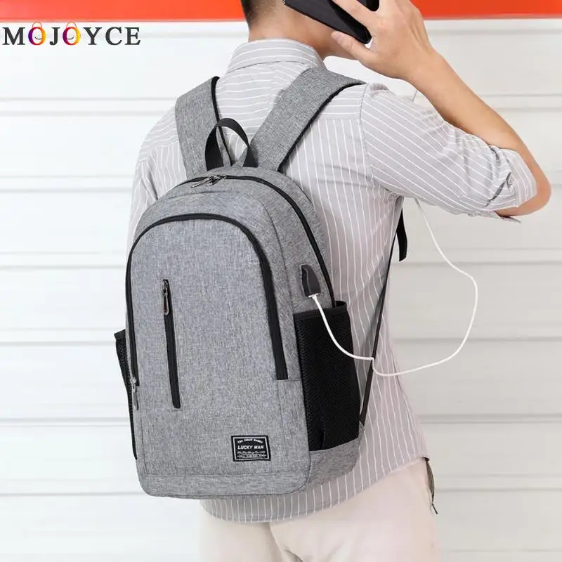 

Men Laptop Backpack USB Charging Business Casual Travel Oxford Shoulder Knapsack Leisure Daily Backpack