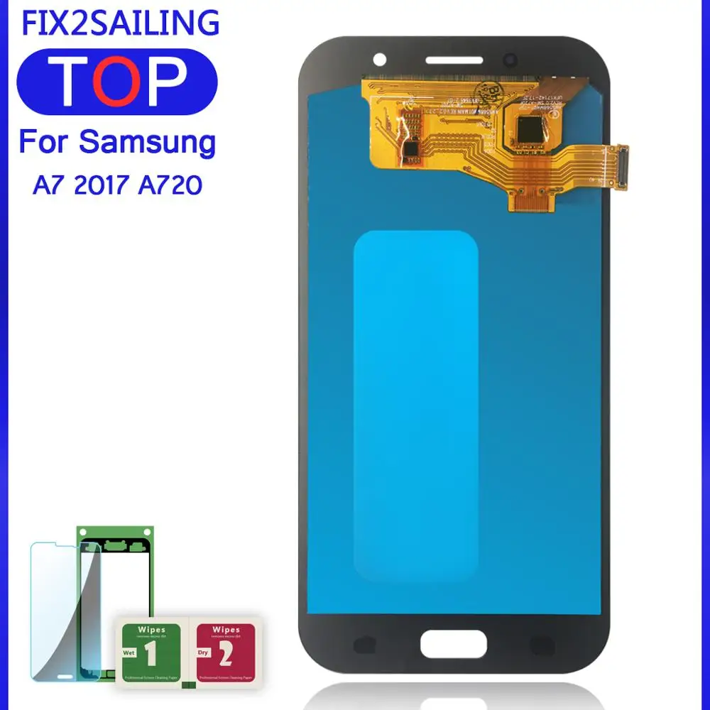 Дисплей для телефона Samsung Galaxy A7 2017 A720 A720F A720M Super AMOLED lcd s сенсорный экран дигитайзер