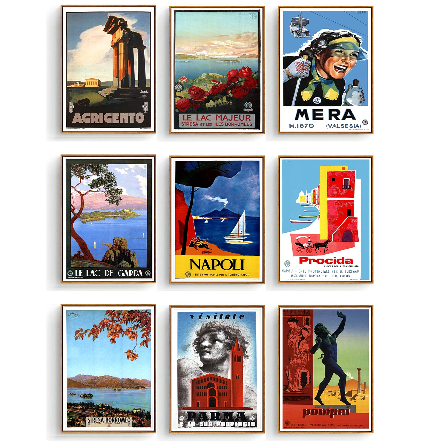 Постеры для путешествий Италия Наполи озеро Гарда холст живопись винтажный