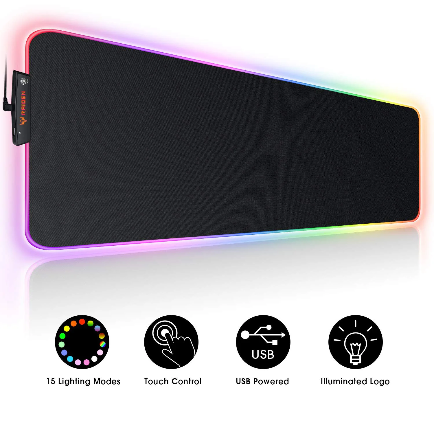 Высококачественный светодиодный коврик для мыши с подсветкой 15 цветов RGB игровой