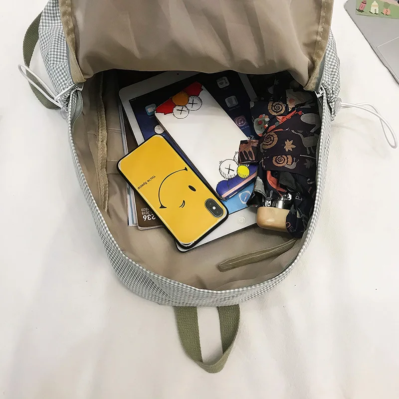 Рюкзак DCIMOR женский клетчатый с вышивкой школьный ранец для девочек-подростков