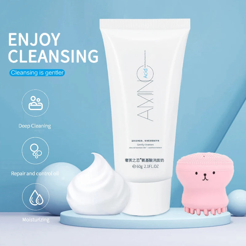

Amino Acid Face Cleanser Moisturizing Brightening Hydrating Oil Control Shrink Pores Nourishing Facial Face Wash Skin Care TSLM1
