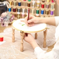 2021 embroidery hoop stand diy wooden handmade cross stitch hoop set embroidery ring frame portable embroidery tools