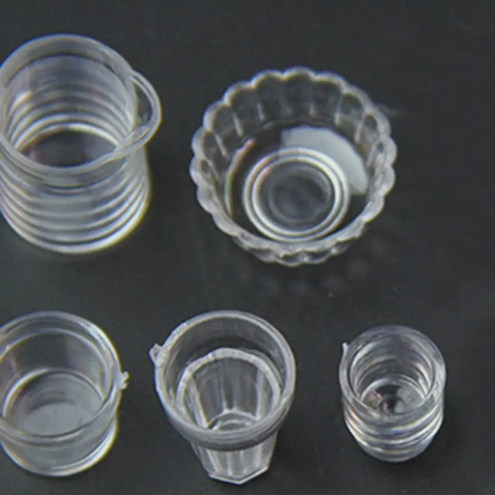15PCS/SET Small Miniature Drink Ice Cream Cup Kitchenware Model Kids Transparent Plastic Pretend Play Toys | Игрушки и хобби