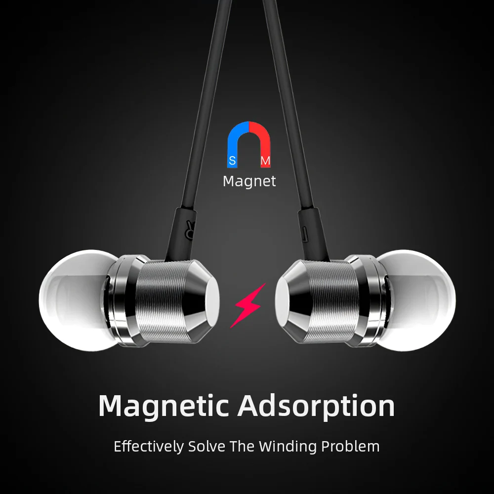4D Stereo Sound Earphone Wired 3.5mm Metal Subwoofer Headset In Ear For Sumsung Galaxy Line Control With Mic Magnet Adsorption |