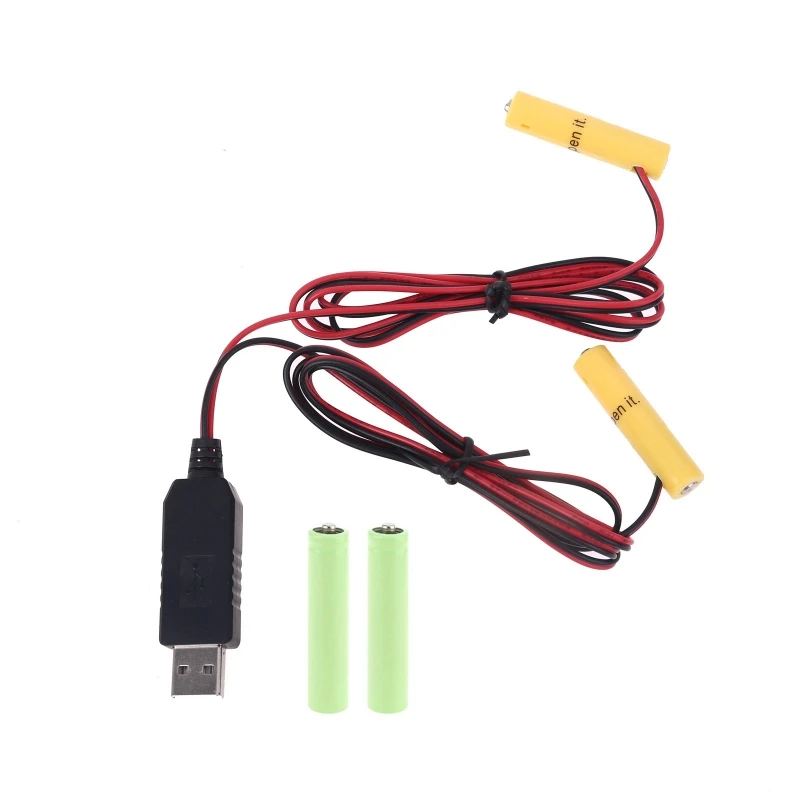 

2in1 5V USB to 3V Dual LR6 LR03 Battery Power Supply Cable Replace 2x 1.5V AA AAA Battery Eliminator for LED Light Toys