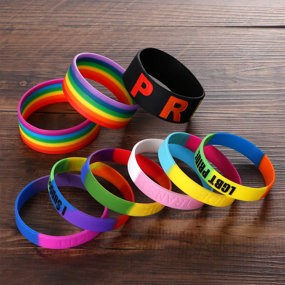 Новый Радужный силиконовый браслет ЛГБТ гей лесбиянок прочный унисекс с буквами