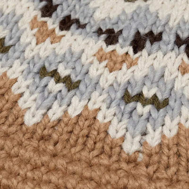 Женская зимняя вязаная шапка-ведро с широкими полями в этническом винтажном