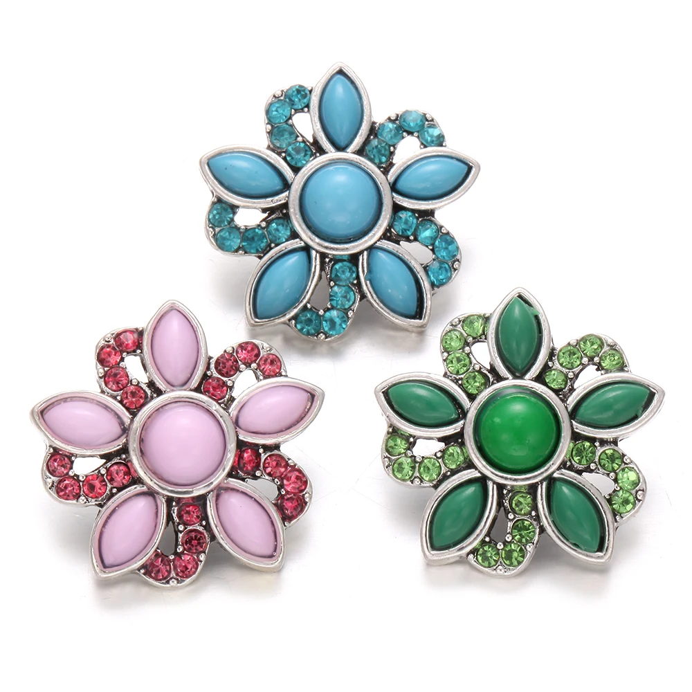 6 шт./лот оптовая продажа ювелирное изделие на кнопках хрустальные цветы 18 мм