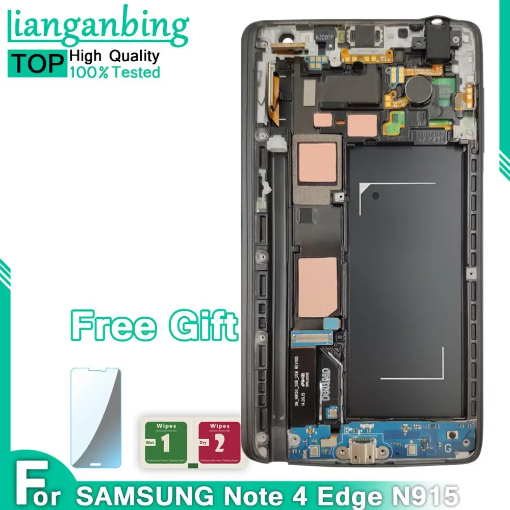Super AMOLED LCD Note 4 Edge N915 N9150 N915F рамка дисплея 100% испытано рабочий сенсорный экран в