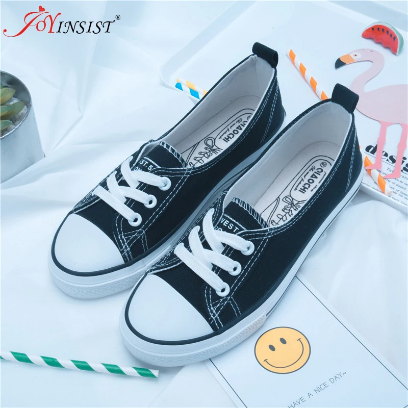 Весенняя легкая парусиновая обувь Женская без шнуровки Корейская для студентов