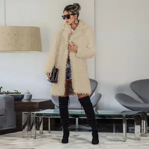 2019 зимняя модная женская плюшевая длинная верхняя одежда, куртки, теплое плюшевое пальто, повседневное уличная одежда, женское длинное пальто