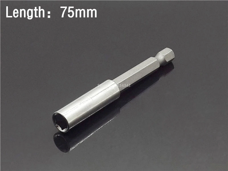 Silver 75mm 1 шт. 12 Размер удлинитель 1/4 шестигранный винтовой патрон-адаптер Магнитная отвертка ударный шуруповерт сверло инструмент быстросъемные инструменты - Цвет: Silver 75mm