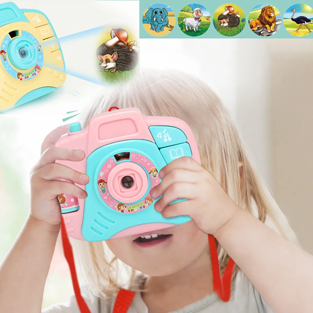 Cute Baby Cartoon Plastic Educative Toys Games Children Electric Mini Simulation Sound And Light Projection Camera Gift |