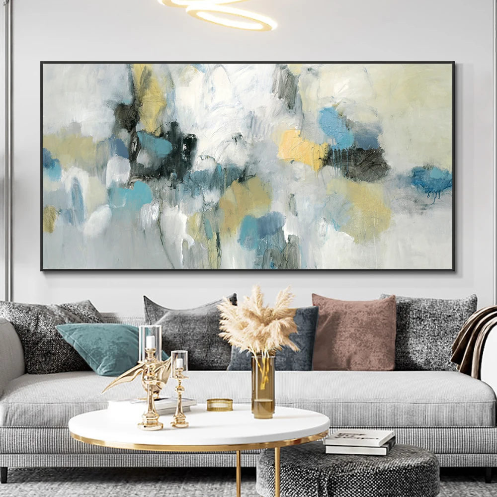 

Abstract Yellow White Painting 100% Hand Painted Oil Painting On Canvas With Gold Foils Modern Wall Art For Home Decoration