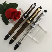 yongsheng 699 vacuum filling fountain pen acrylic transparent solid section effmbent nib with box office gift pen