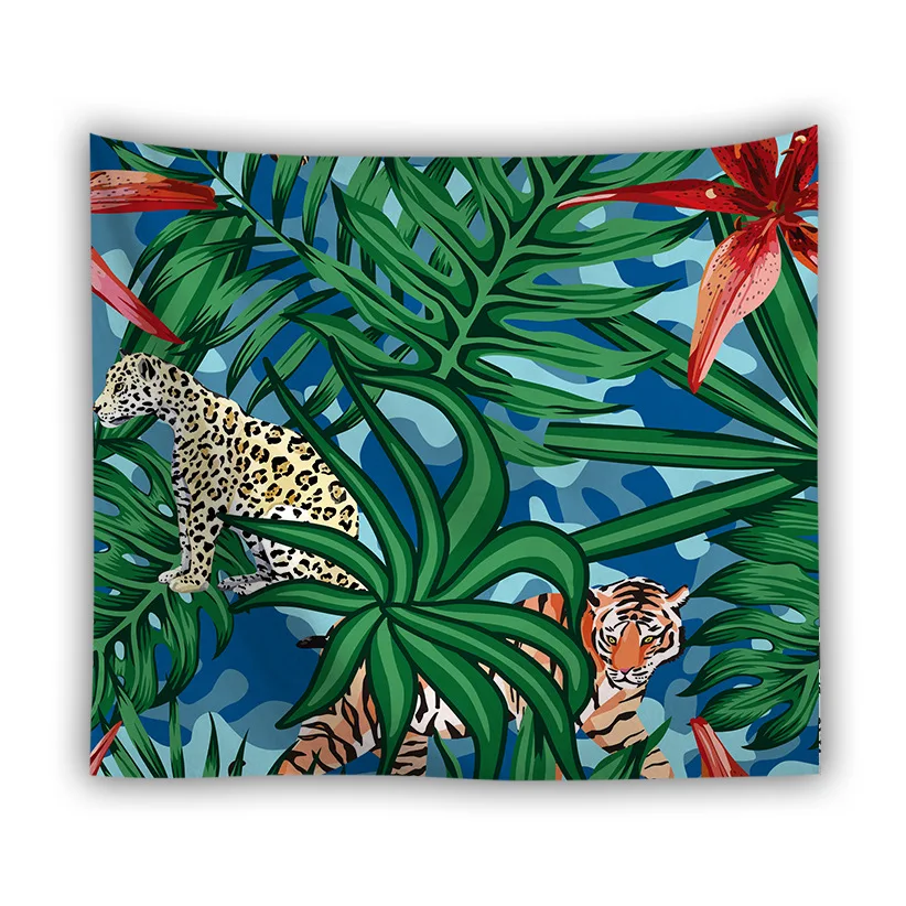 

Palm Leaf Background Cloth Tapestry Wall Hanging Digital Printing Fresh Boho Tapestry Bedroom Living Room TV Wall Decoration