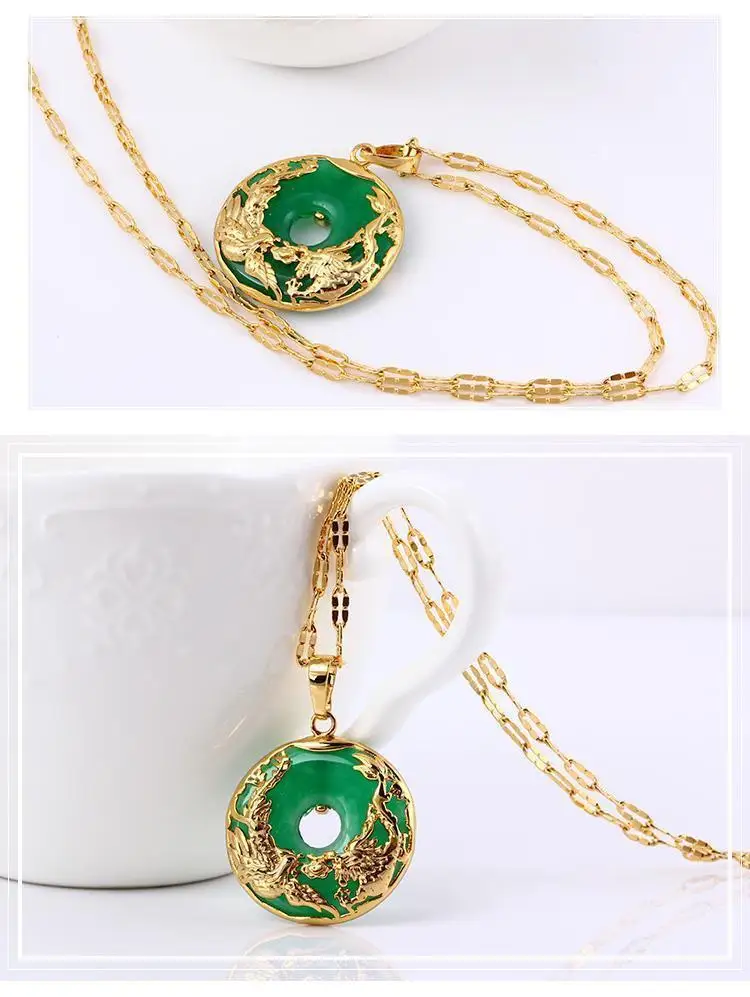 

14K Gold Necklace Emerald Pendants for Female Luxury Colgante De 925 Mujer Green Jade Emerald Pendant Topaz Gemstone Necklaces