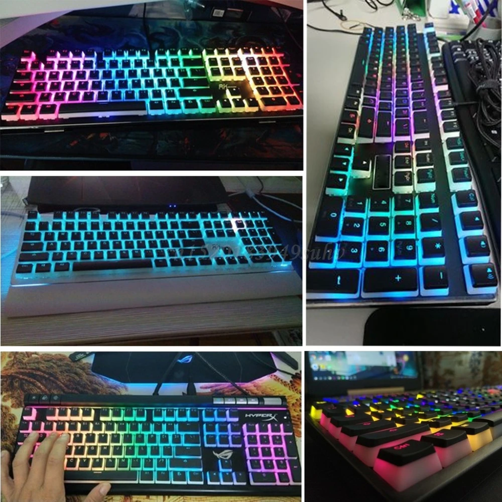 

RGB 110 Keycaps Backlit ANSI Layout Add ISO PBT Pudding Double Skin Milk Shot Keycap With Keycap Storage Board For OEM Cherry MX
