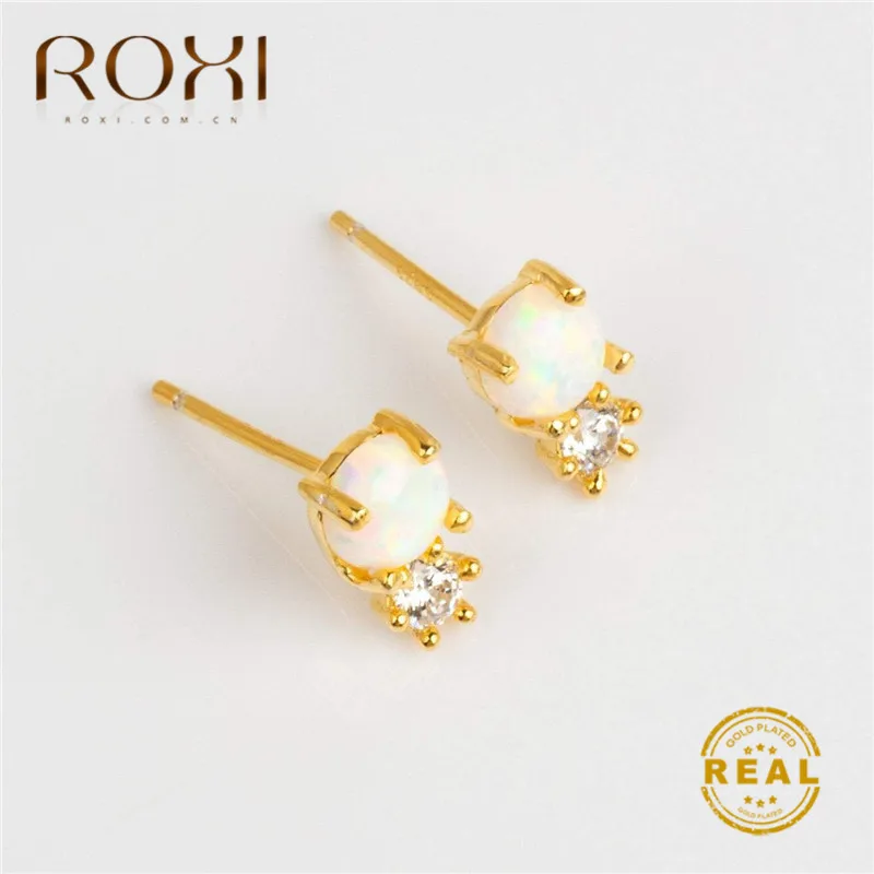 ROXI Мода Smalll милые серьги гвоздики круглые белые огненные опаловые для женщин
