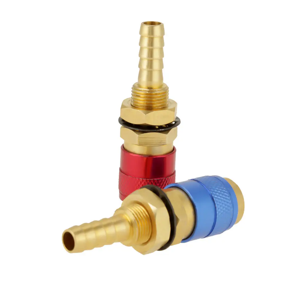 

2Pcs Blue + Red M8 Brass Quick Connector For Water Cooled TIG Welding Torch New