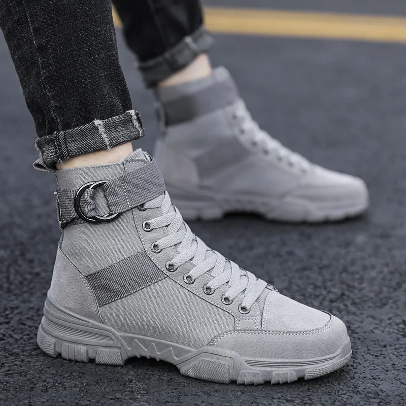 

AQ599 Black Autumn Warm Winter Men Martin Boots Leather Ankle Boots Men Desert Tooling Shoes Men High Top Casual Men Botas