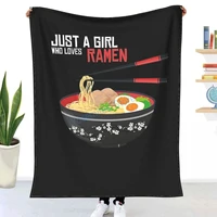 japanese ramen noodles anime merch a girl who loves ramen throw blanket winter flannel bedspreads bed sheets blankets on cars