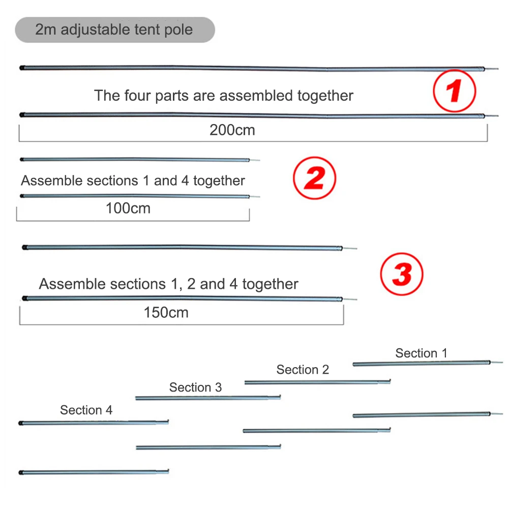 

Folding Floor Tent Canopy Tarpaulin Awning Pole Poles Support Bars for Camping Hiking Travel Outdoor