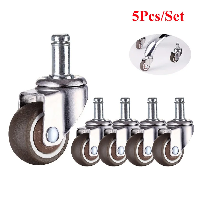 

5pcs/set Office Chair Caster Wheels 1.5/2 Inch Swivel Caster Wheels Soft Rubber TPE Caster Wheels Replacement Furniture Hardware