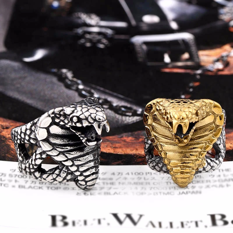 BEIER Cool Cobra Snake For Man 316L Stainless Steel Men's Unique Punk Ring Factory Wholesale Price Animal Jewerly BR8-086