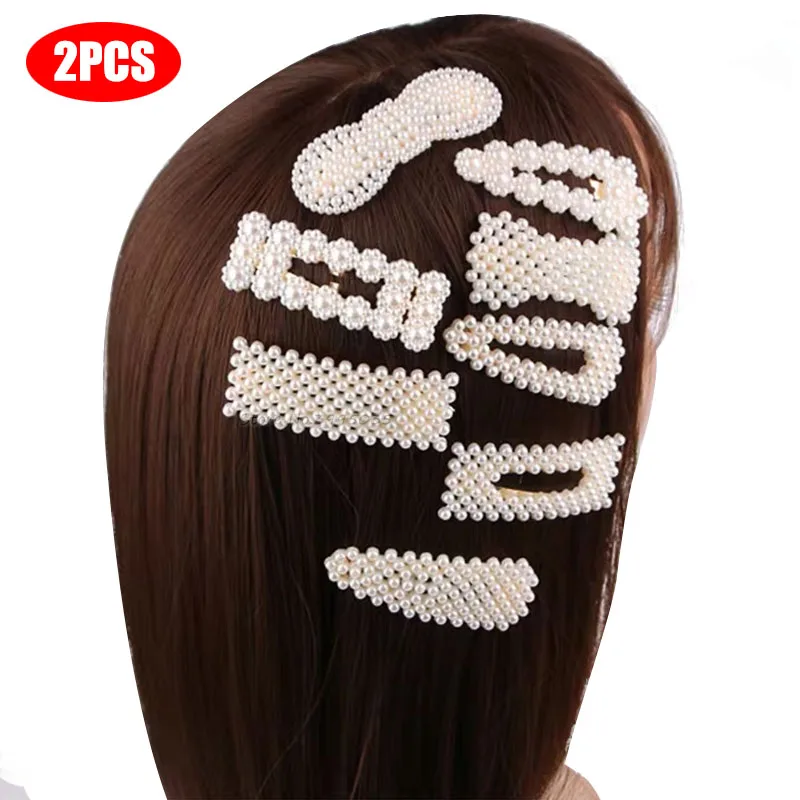 2PCS Pearl Hairpins Hairgrip Hair Clips for Women Barrettes Her Accessories Women Girls Fashion Hair Styling toka