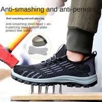 summer breathable steel toe work safety shoes men lightweight anti smashing anti piercing construction protective work shoes