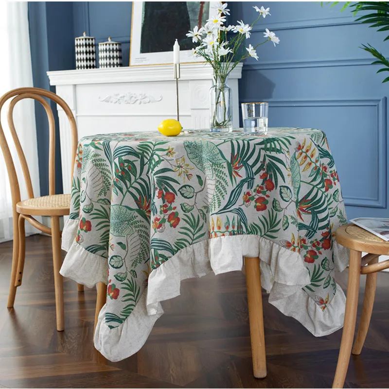 

European Style Retro Color Matching Lotus Leaf Tablecloth Hit Color Round Lotus Table Cloth Tablecloth Factory Direct Sales