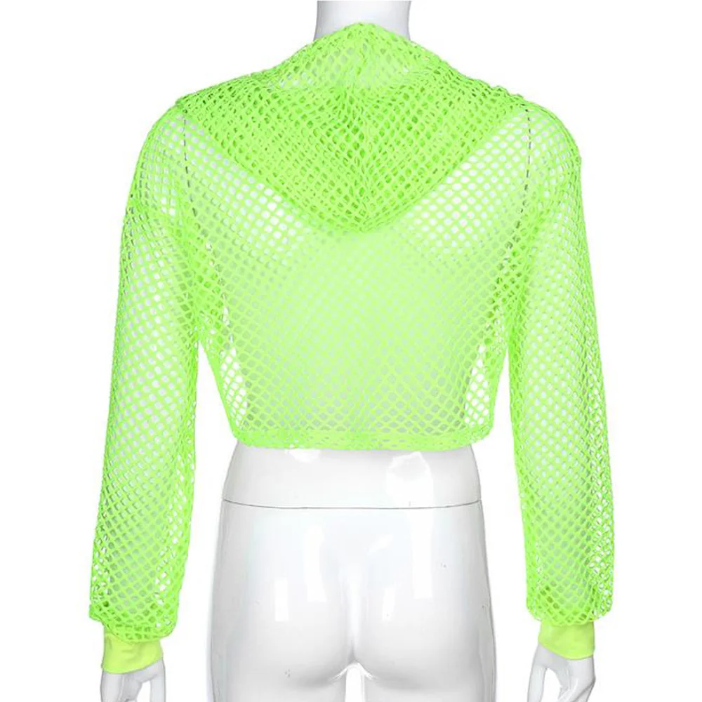 2022 топы в сеточку с длинным рукавом женский прозрачный сетчатый топ капюшоном