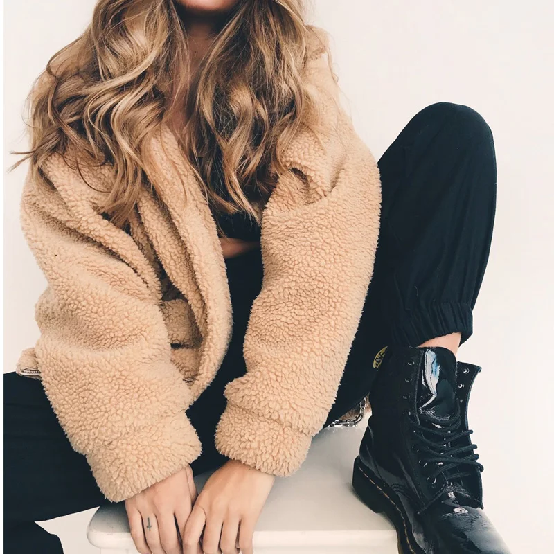 Women Autumn Winter Warm Soft Zipper Solid Casual Loose Jackets Overcoat 2021 LambsWool Faux Fur Coats Casual Outerwear Female