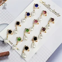 Lot de 12 broches de sécurité pour femmes, pour Hijab musulman, mode, pendentif en grande pierre précieuse, Clips de châle, aiguille, foulard, collier  (3)