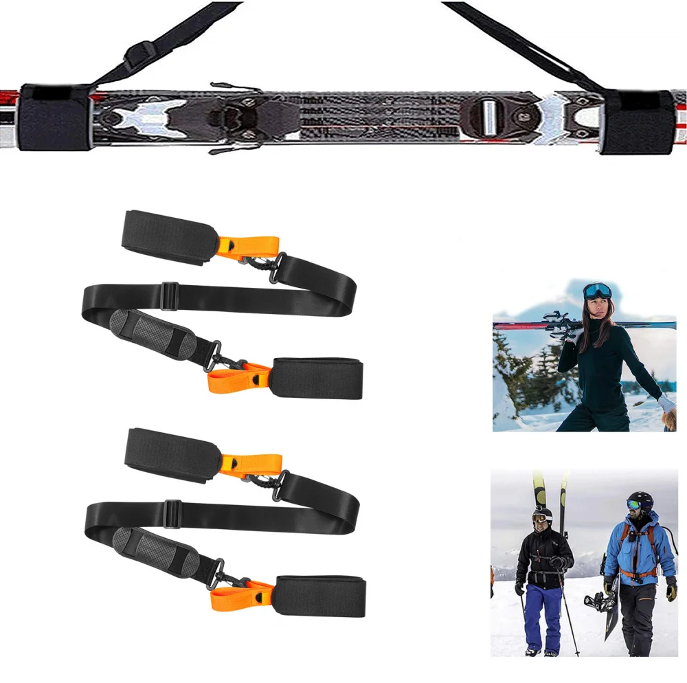 

1Pc Adjustable Skiing Pole Shoulder Hand Carrier Bags Non-Slip with Skis Pole Hook Loop Protecting Neoprene Pad Ski Handle Strap