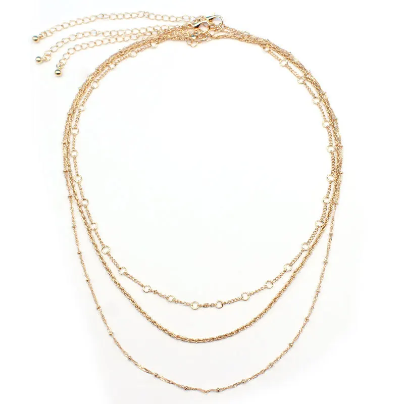 

Fashion Metallic Hollow Beaded Choker Multilayer Necklace Female Multi Layer Chain Necklace Punk Hip Hop Fashion Necklace