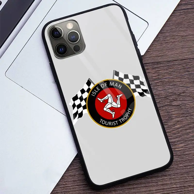 Чехол для телефона MOTO GP с изображением острова Мэна закаленное стекло iPhone 12 Pro Max