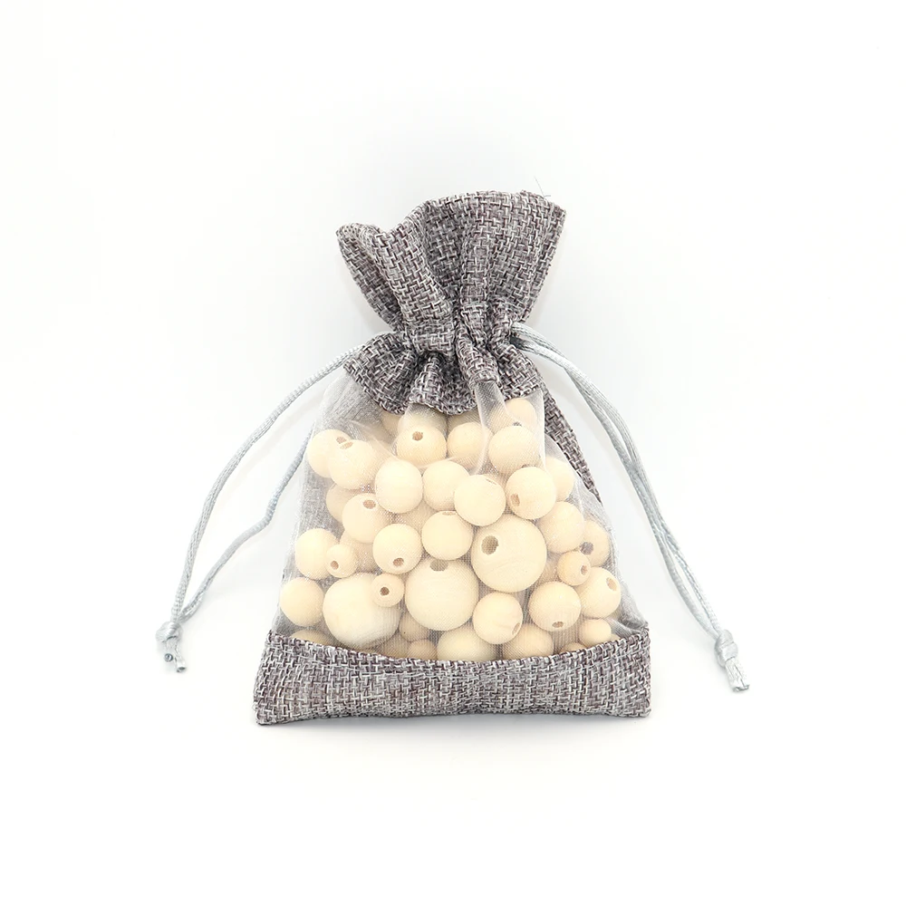 Джутовый мешочек для упаковки ювелирных изделий из органзы 50 шт. 10x4/13x8/16x22 см