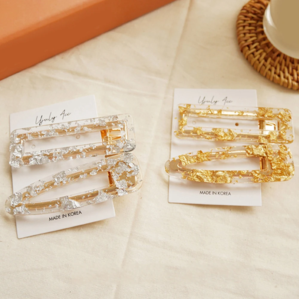 

Korea Girls Sequins Hair Clip Acrylic Hollow Waterdrop Rectangle Tin Foil Hairpins Barrette Women Hair Accessories Hot Sale