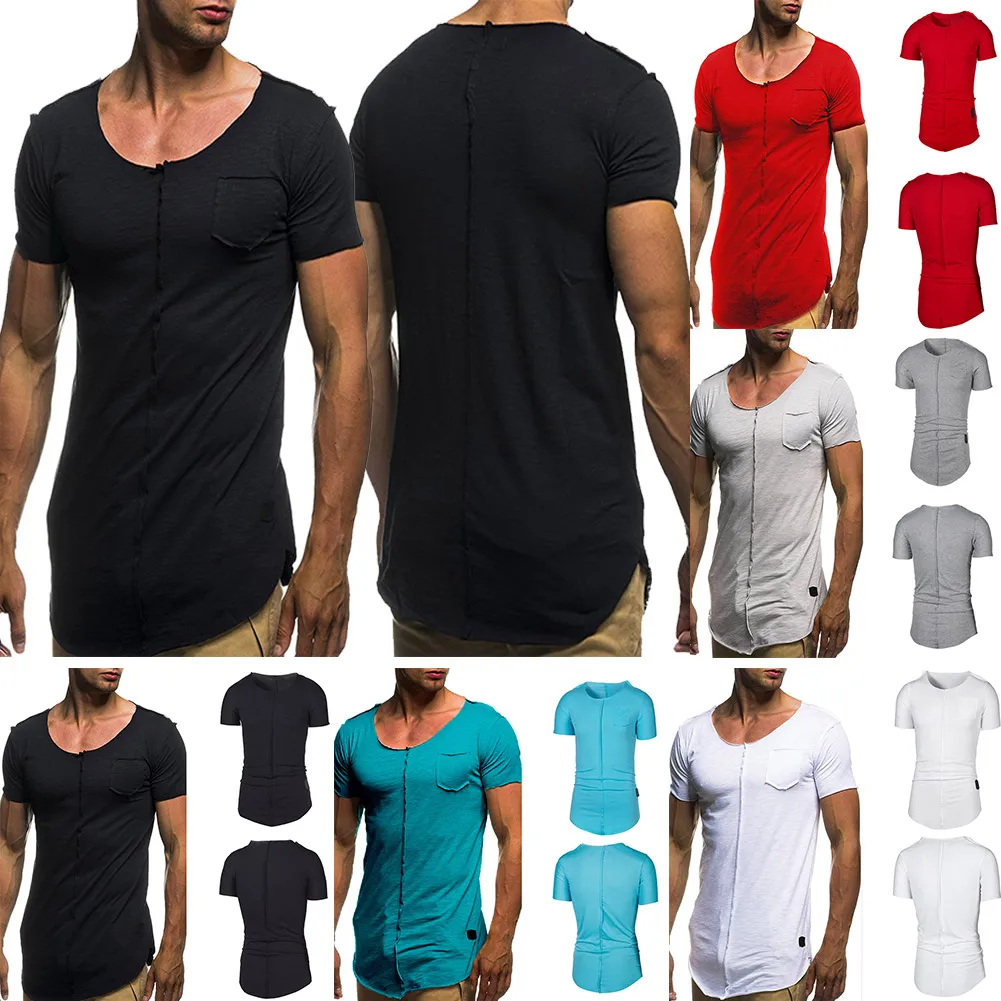 

Men Summer Long T-Shirt Short Shirt Fashion Elegant Casual Tops Sports T-Shirt TC21