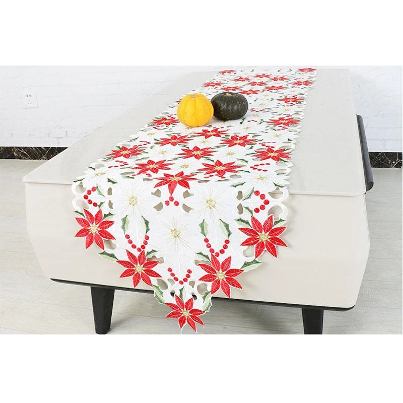 

40x180 см скатерть с кленовыми листьями, модная скатерть с красными цветами и снежинками из полиэстера, нескользящая скатерть для рождества, свадьбы, вечеринки