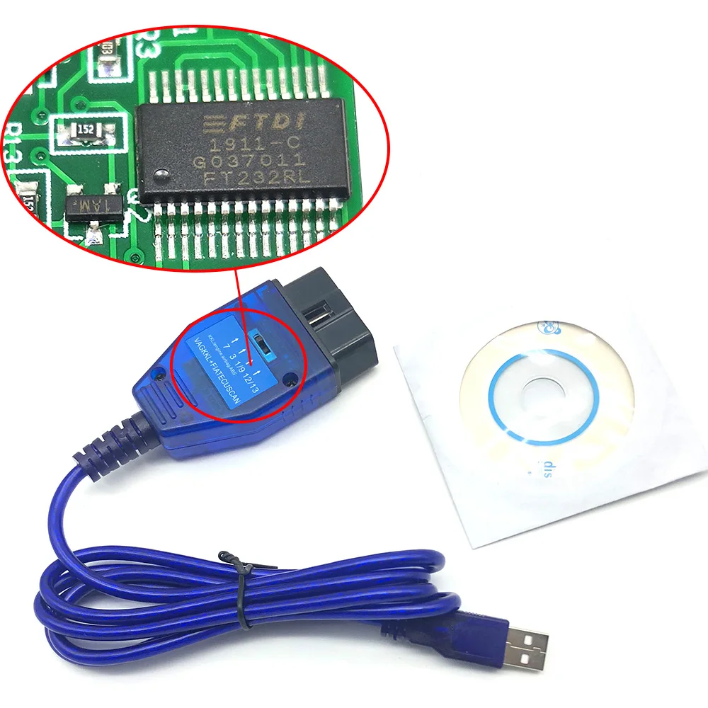 FTDI FT232RL чип Автомобильный Obd2 Диагностический кабель для VAG USB Fiat интерфейс
